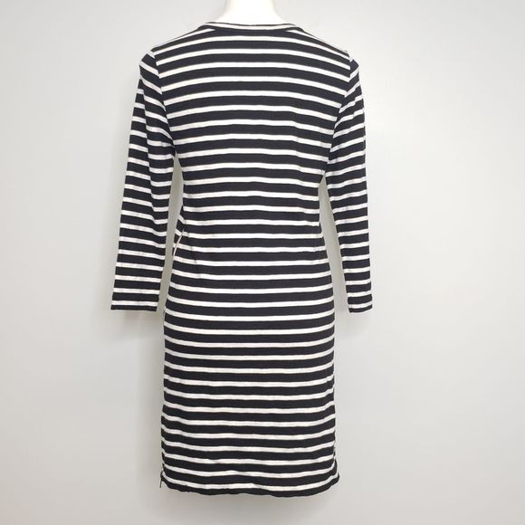 J. Crew Striped Side Zipper 3/4 Sleeve T-Shirt Dress Size Small - Picture 7 of 9